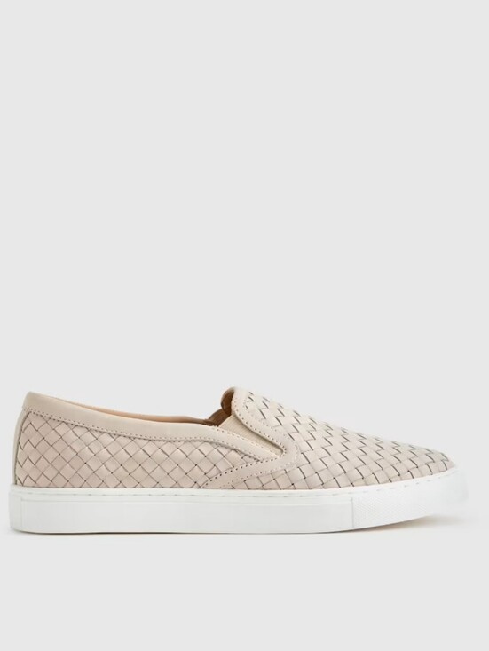 Quince Shoes - Quince Handwoven Leather Slip-on Sneaker - Almond